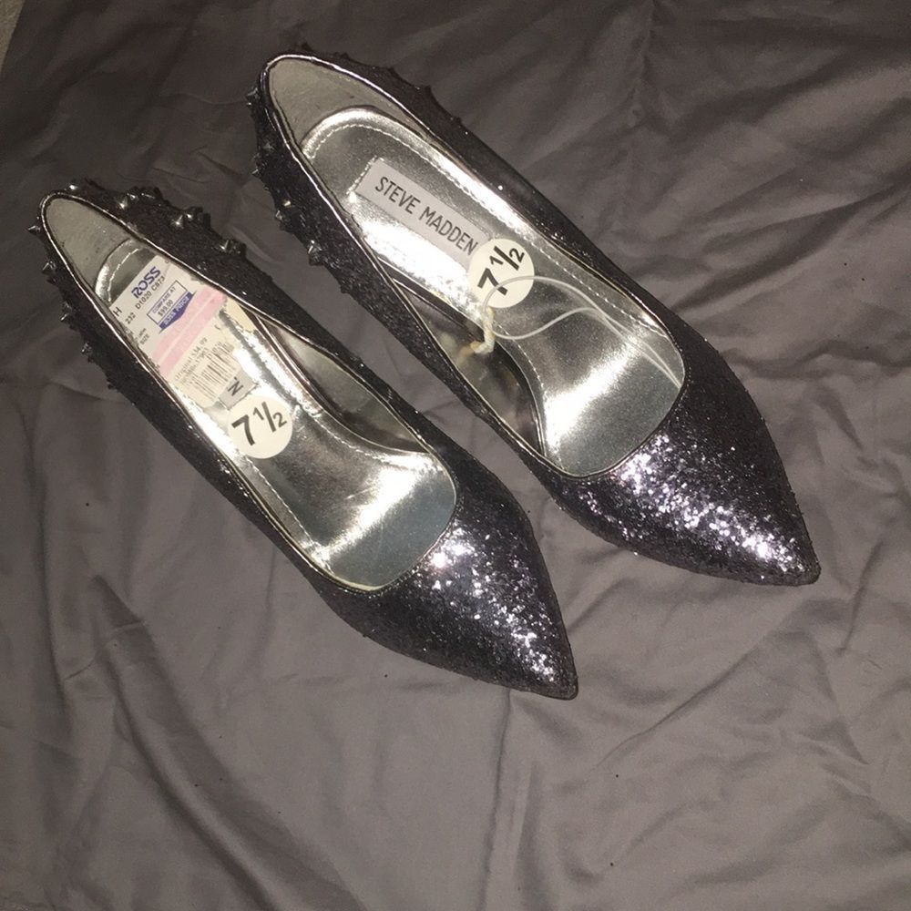 Studded sequins high heels